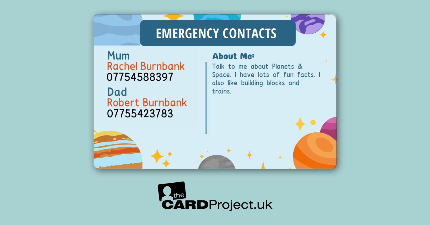 My Autism Card for Kids (REAR)
